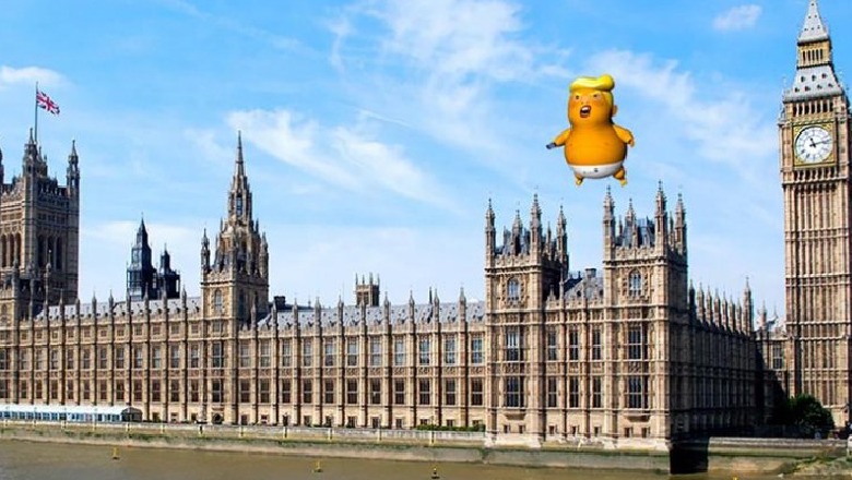 Vizita e Trump në Londër, ‘sozia’ e tij do fluturojë mbi Parlamentin Britanik (Foto)