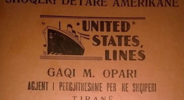 Linjë udhëtimi me anije Durrës-New York që në vitin 1930, çmimi 100$