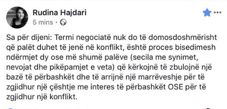 Paralajmëroi ikjen nga PD: Rudina Hajdari pro Ramës për negociatat, por fshin menjëherë postimin