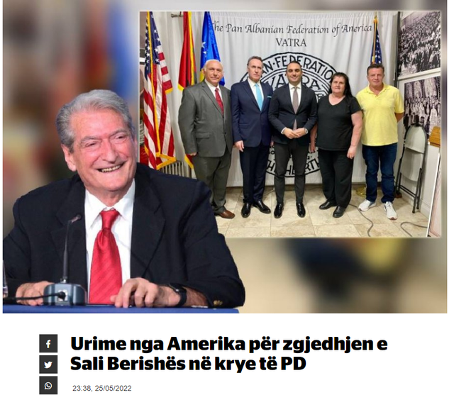 “Urime” nga Amerika për zgjedhjen e Sali Berishës në krye të PD!