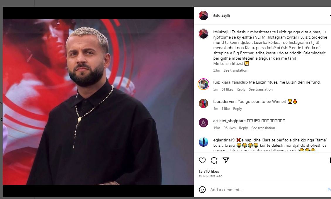 Hapet instagrami zyrtar i Luiz Ejllit, rritje e frikshme e fansave. Në pak minuta kap 50 mijë