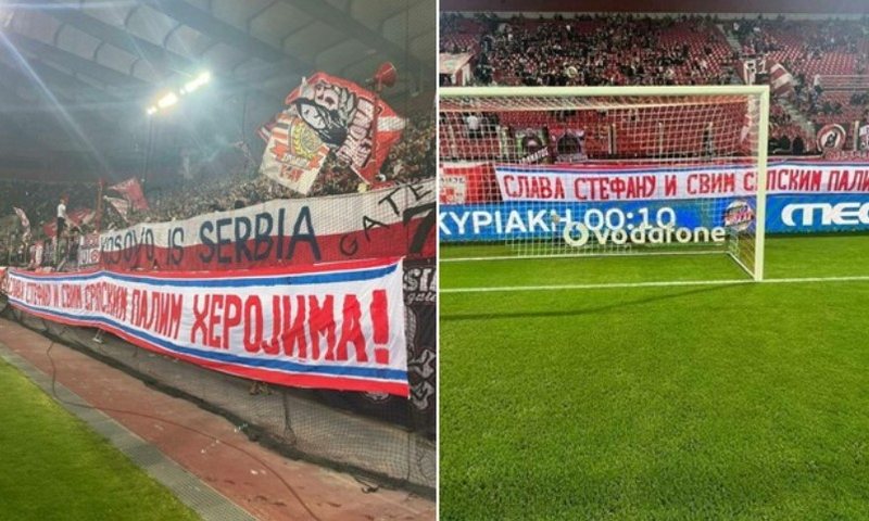 “Kosova është Serbi”! Pas rumunëve edhe grekët: Shfaqen banderola të shëmtuara në stadium