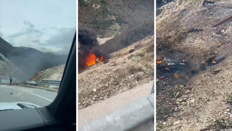 Gjirokastër/ Kamioni bie në humnerë pranë tunelit të Skërficës: Shpërthen në flakë, humb jetën shoferi ukrainas (Video)