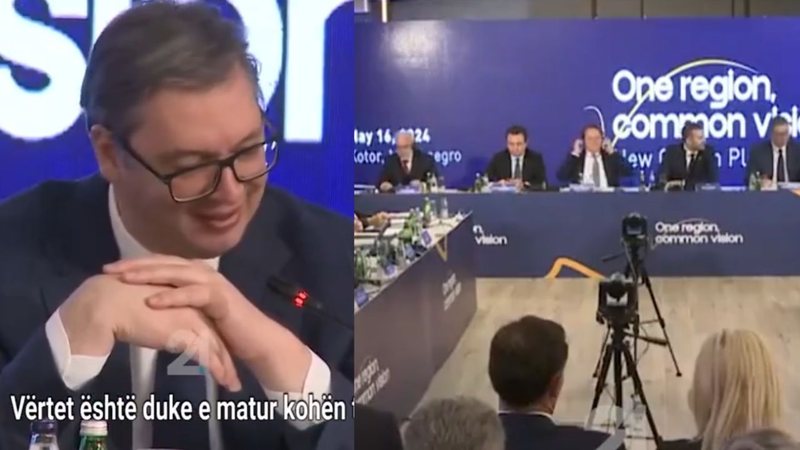 “Gjithmonë flet më shumë se të gjithë”! Rama i mat kohën Vuçiç gjatë fjalimit në Samit, presidenti serb nuk mban dot të qeshurën (Video)