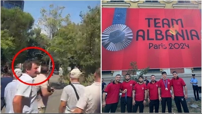 VIDEO/ Incident tek Bashkia e Tiranës: Tufa e pelegrinëve të PD-së të udhëhequr nga Sali Lusha sulmojnë dy fituesit e medaljeve olimpike