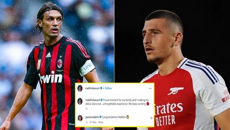 Debutoi me Arsenalin, Paolo Maldini i shkruan Maldin Kaçurrit